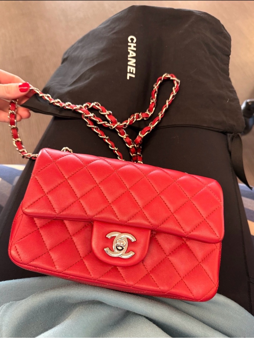 Chanel Classic Mini Flap Bag Red Lambskin